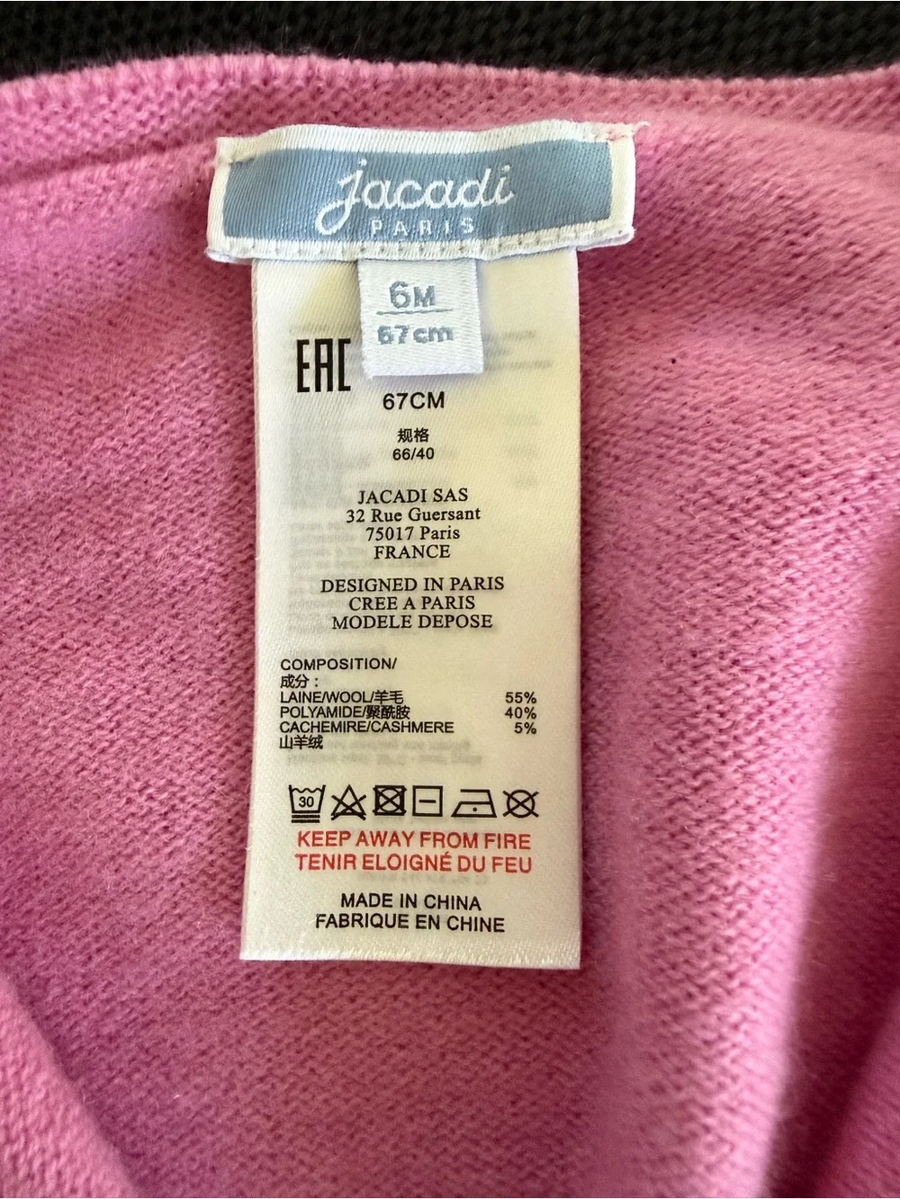 Jacadi Pink Knit Button-Front Cardigan